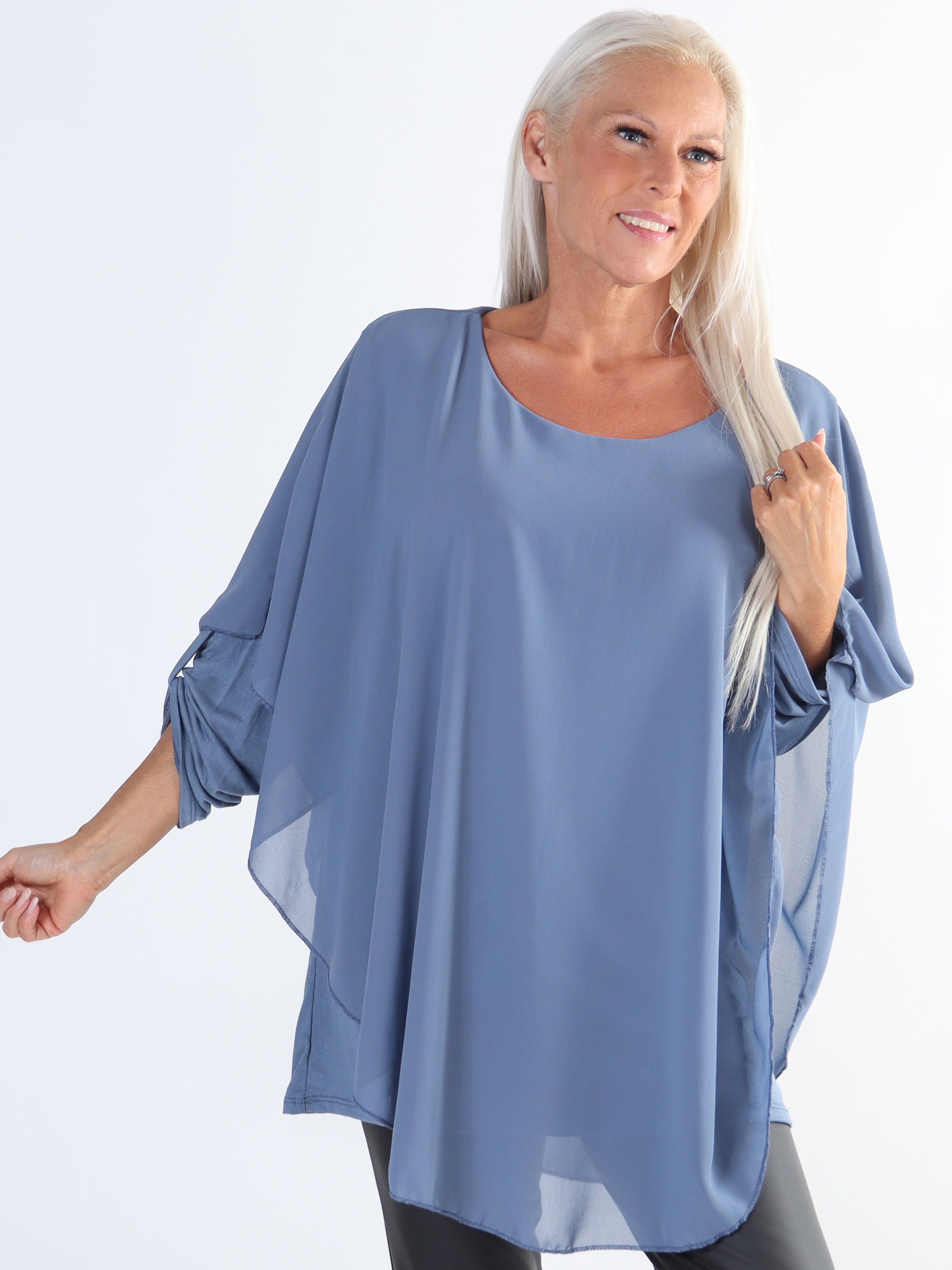 Kenya Shirt - Plus size tunika med chiffonglager